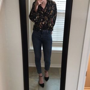Bershka Black Floral Blouse